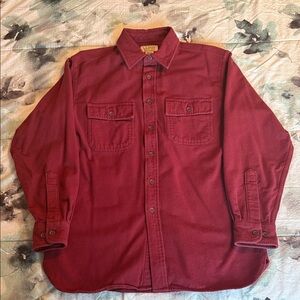 L.L. Bean Men's Chamois Deep Red Casual Button-Down Shirt